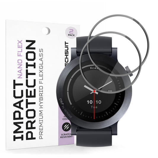 Folie de Proteção Techsuit Nano Flex para Nothing CMF Watch 3 Pro, Conjunto de 2 peças, Plástico, Preta