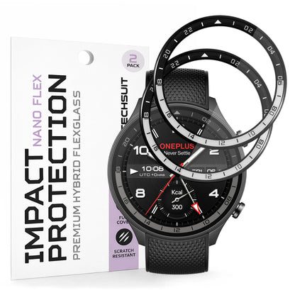 Película Protetora Techsuit Nano Flex para OnePlus Watch 2R, Conjunto de 2 peças, Plástico, Preta