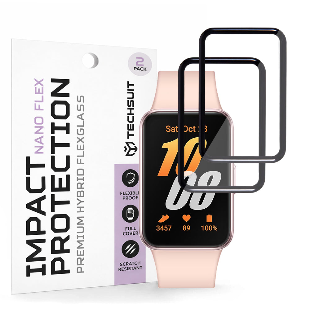 Película de Proteção Techsuit Nano Flex para Samsung Galaxy Fit3 R39M, Conjunto de 2 unidades, Plástico, Preto