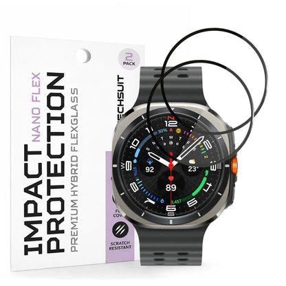 Película Protetora Techsuit Nano Flex para Samsung Galaxy Watch Ultra, Conjunto de 2 peças, Plástico, Preta