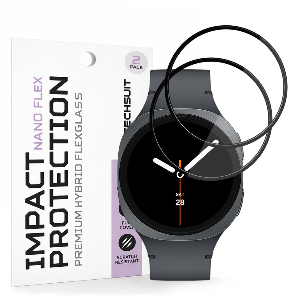 Película Protetora Techsuit Nano Flex para Samsung Galaxy Watch8 40mm, Conjunto de 2 peças, Plástico, Preta