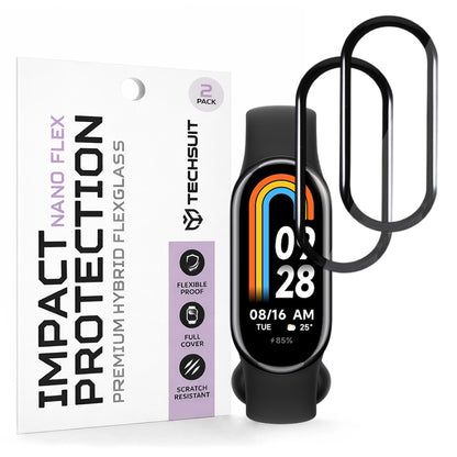 Película Protetora Techsuit Nano Flex para Xiaomi Smart Band 8, Conjunto de 2 peças, Plástico, Preta