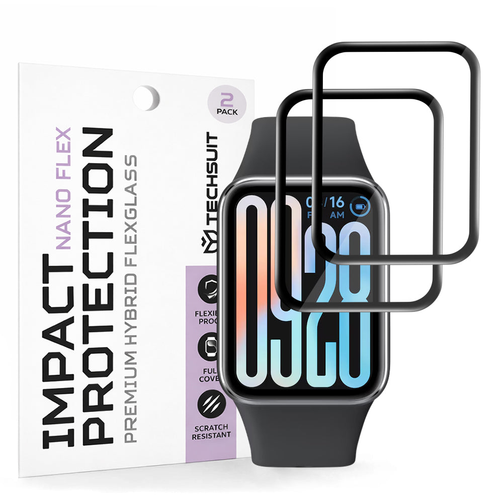 Película Protetora Techsuit Nano Flex para Xiaomi Smart Band 9 Pro, Conjunto de 2 peças, Plástico, Preta