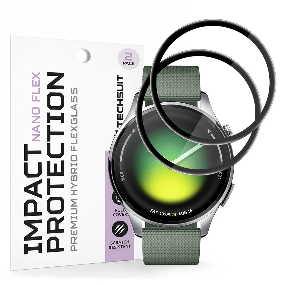 Película Protetora Techsuit Nano Flex para Xiaomi Watch 5, Conjunto de 2 peças, Plástico, Preta