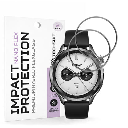 Película Protetora Techsuit Nano Flex para Xiaomi Watch S4, Conjunto de 2 peças, Plástico, Preta