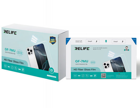 Película de Vidro Flexível Filbra Relife GF-7MU para Máquina de Laminação UV a Vácuo Sunshine C3 Mix Ultra, 120mm x 210mm, Conjunto de 25 peças