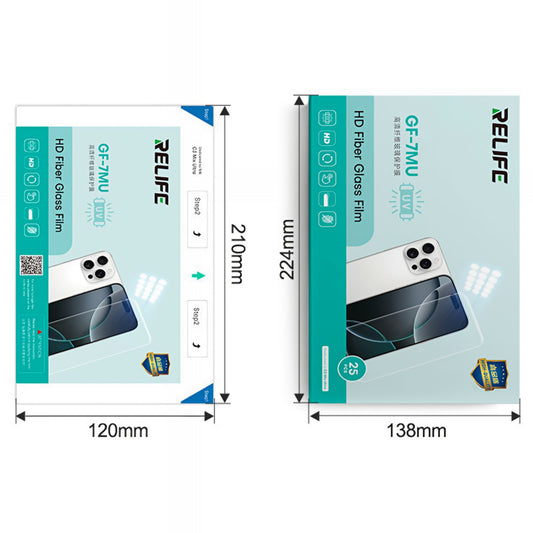 Película de Vidro Fibra Flexível Relife GF-7MU para Máquina de Laminação UV a Vácuo Sunshine C3 Mix Ultra, 120mm x 210mm, Conjunto de 25 unidades