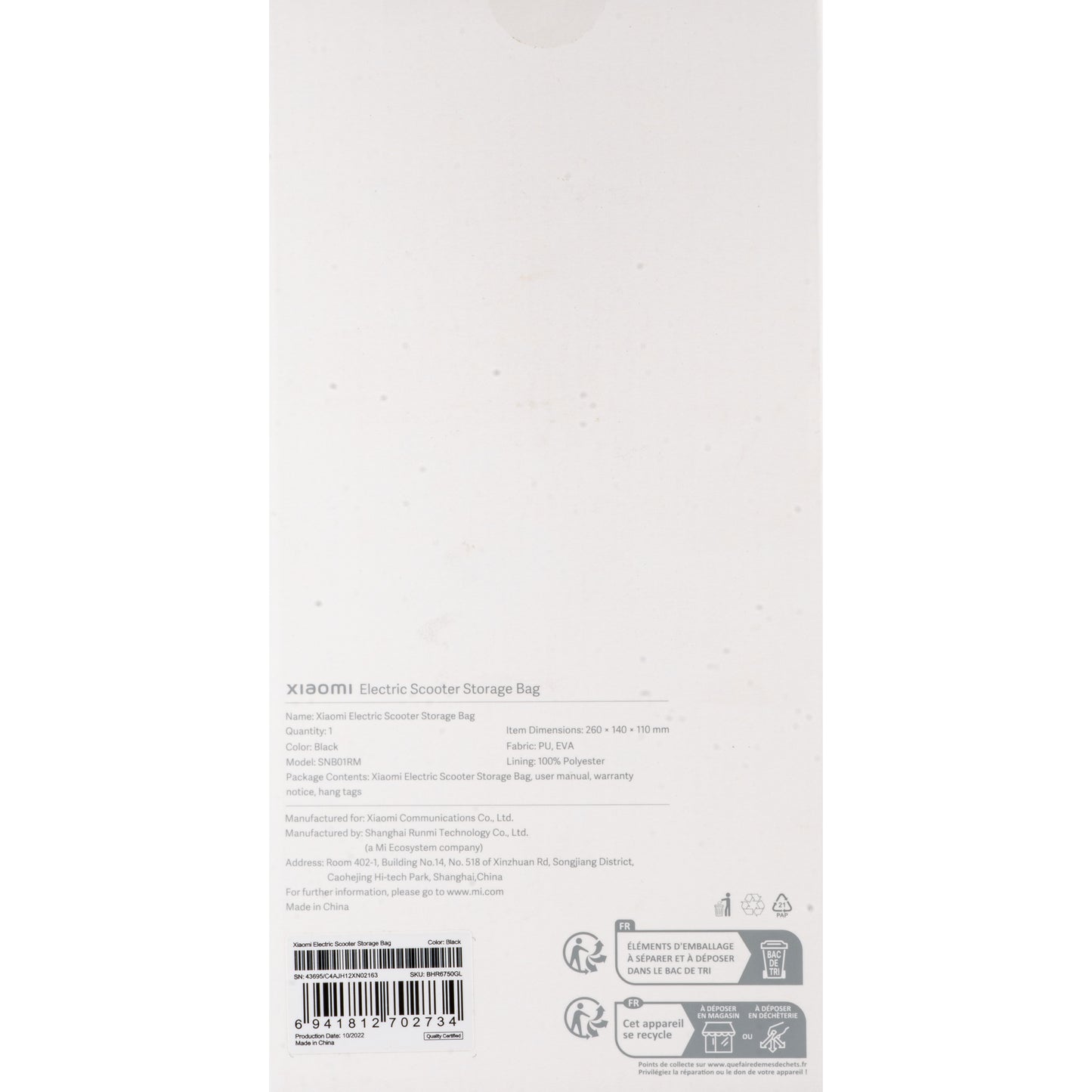 Bolsa de Transporte Xiaomi para Trotinete BHR6750GL