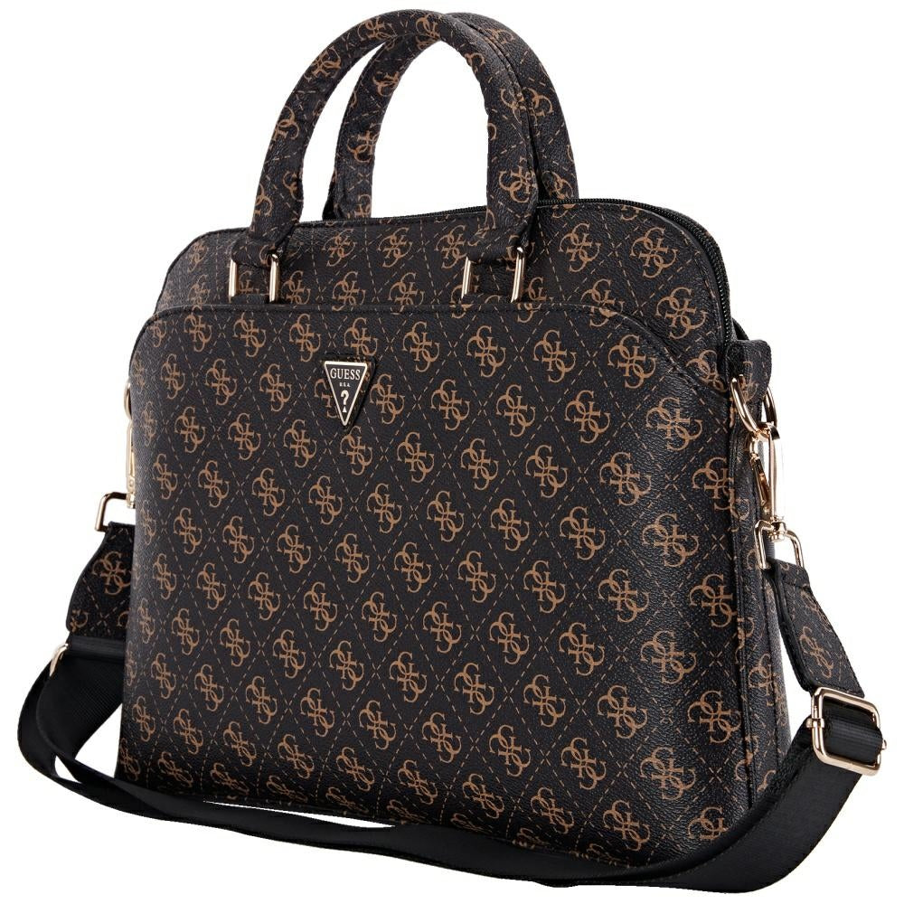 Mala Guess 4G Triangle Logo para Laptop 15inch, Preta Marrom