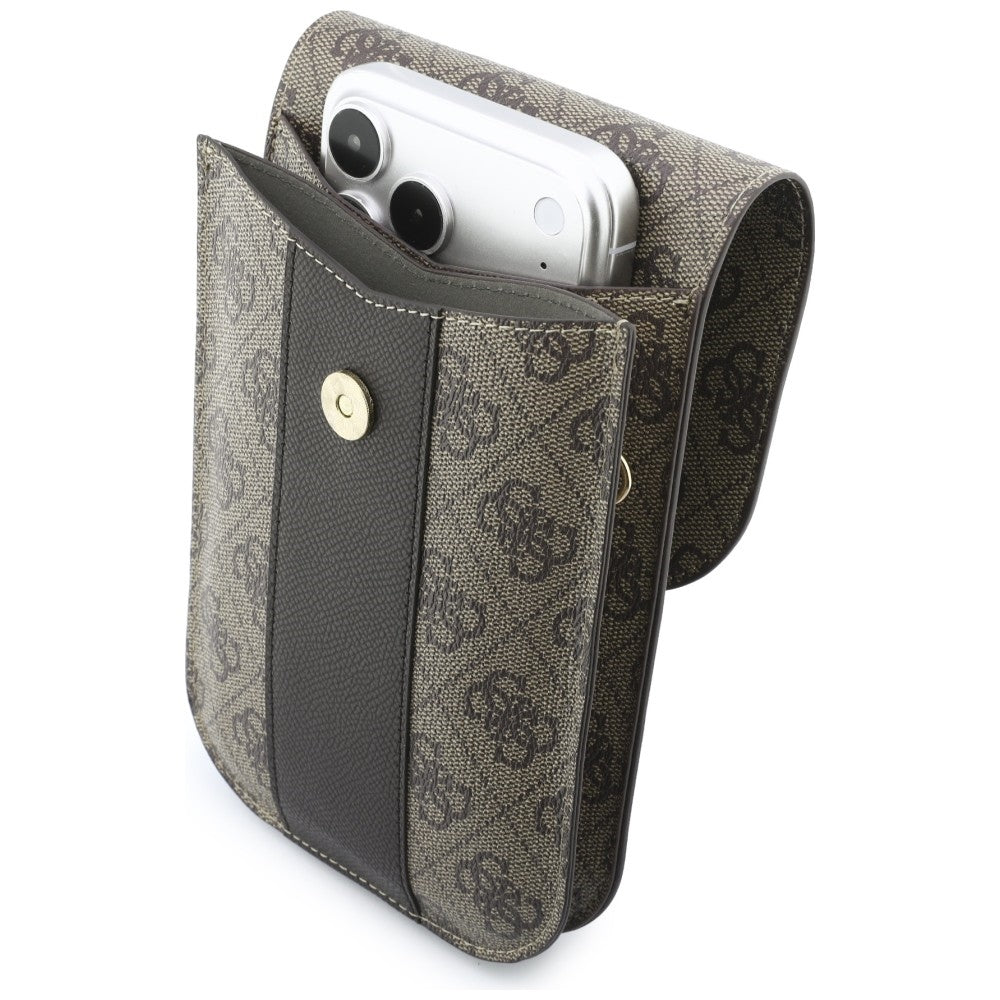 Mala Universal para Telemóvel, Guess, 4G Classic Logo Stripe, Castanha