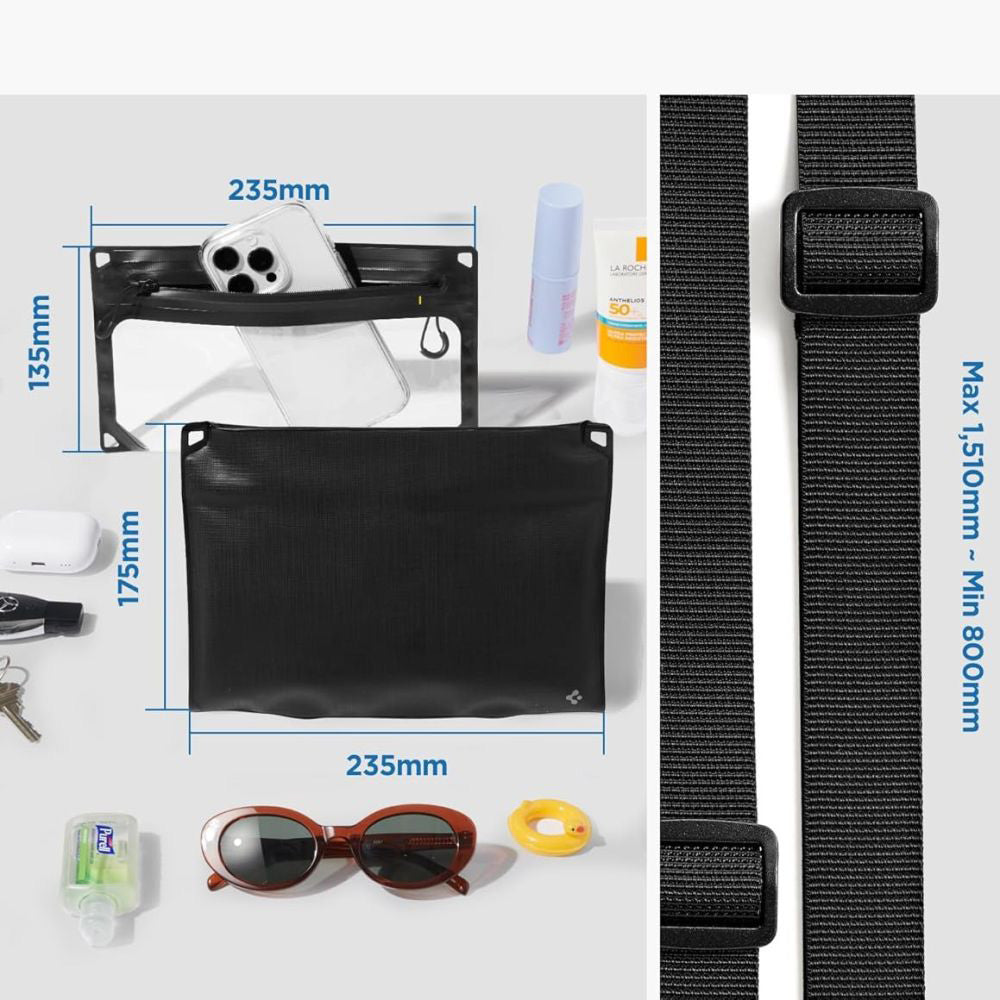 Mala e Capa Impermeável Universal Spigen Crossbag, Preta AMP09746