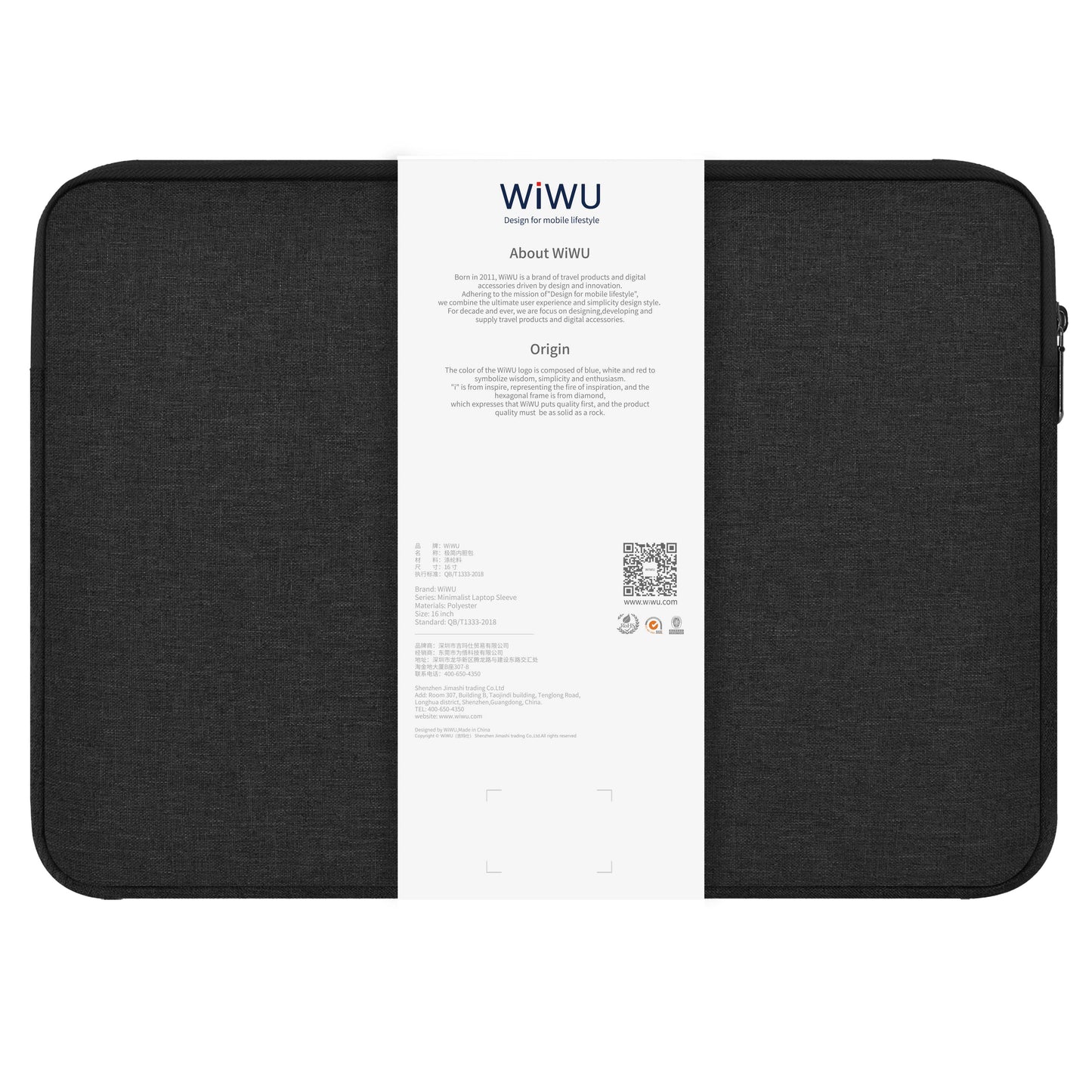 Bolsa para computador portátil WiWu Minimalist Sleeve 14inch, Preto 