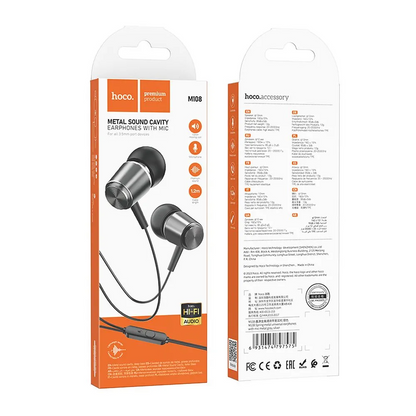Handsfree 3.5mm HOCO M108, Cinzento