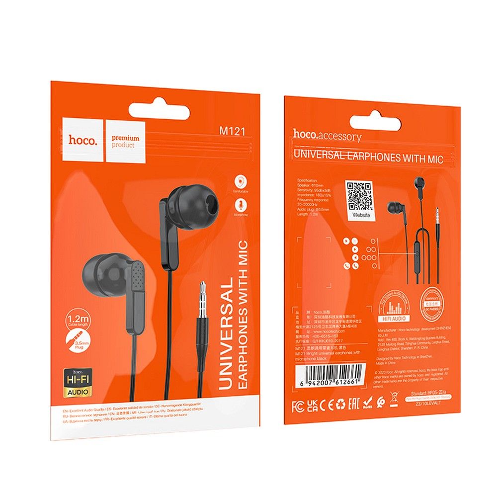 Handsfree 3.5mm HOCO M121, Preto