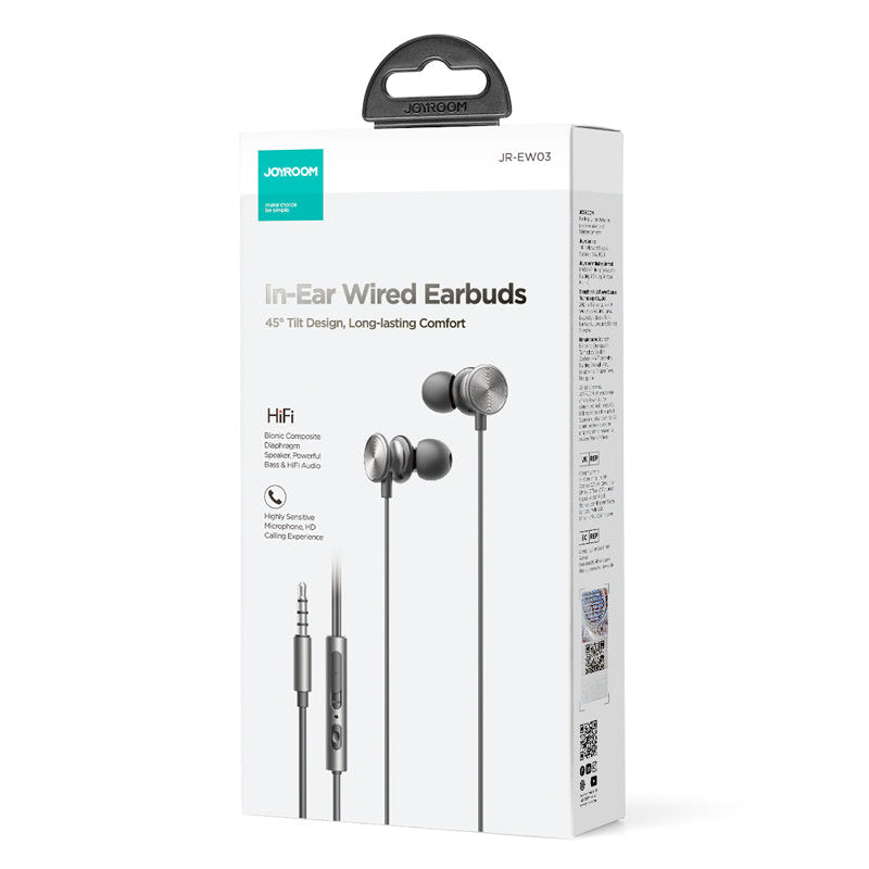 Handsfree 3.5mm Joyroom JR-EW03, Cinzento