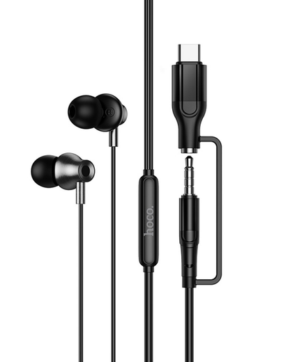 Handsfree 3.5mm / USB-C HOCO M119A, Preto