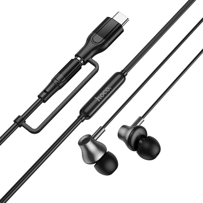 Handsfree 3.5mm / USB-C HOCO M119A, Preto