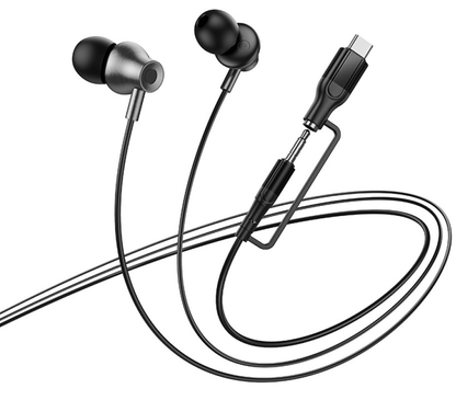 Handsfree 3.5mm / USB-C HOCO M119A, Preto