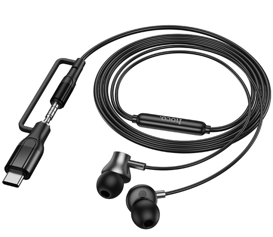 Handsfree 3.5mm / USB-C HOCO M119A, Preto