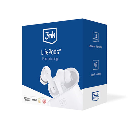 Auriculares Bluetooth 3MK LIFEPODS, TWS, ANC, Branco