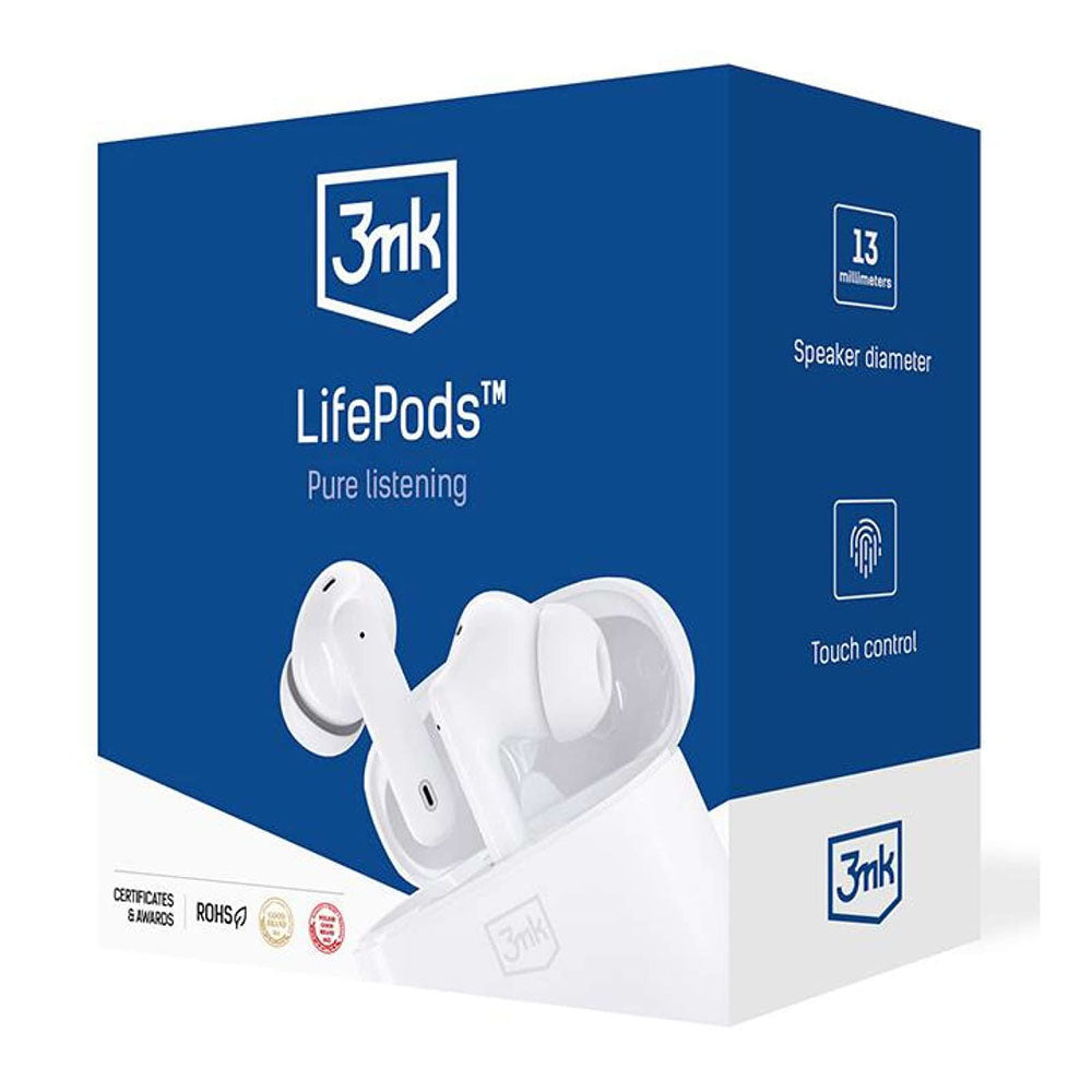 Auriculares Bluetooth 3MK LIFEPODS, TWS, ANC, Branco