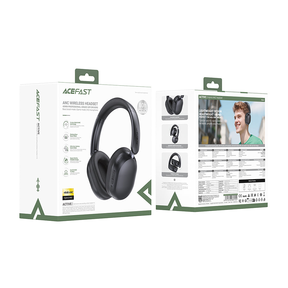 Handsfree Bluetooth Acefast H12, A2DP, ANC, Branco