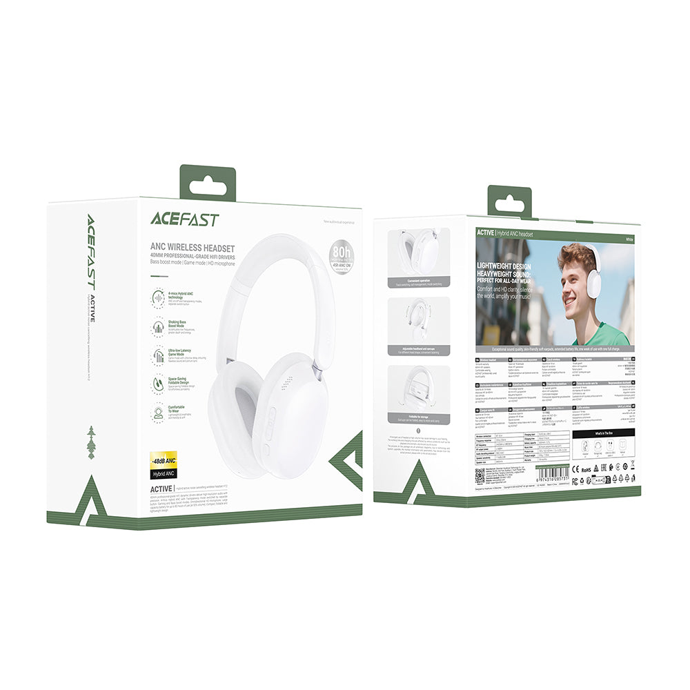 Handsfree Bluetooth Acefast H12, A2DP, ANC, Preto