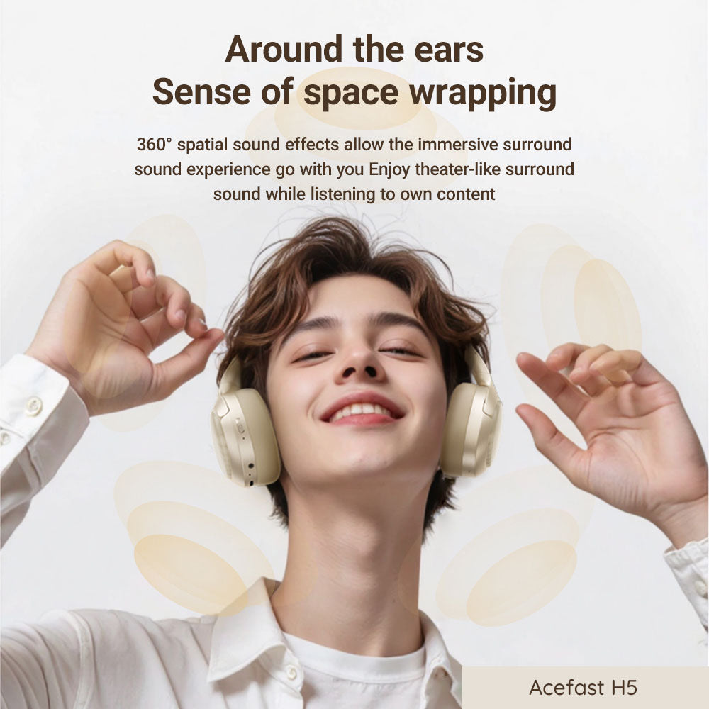 Handsfree Bluetooth Acefast H5, A2DP, ANC, Branco