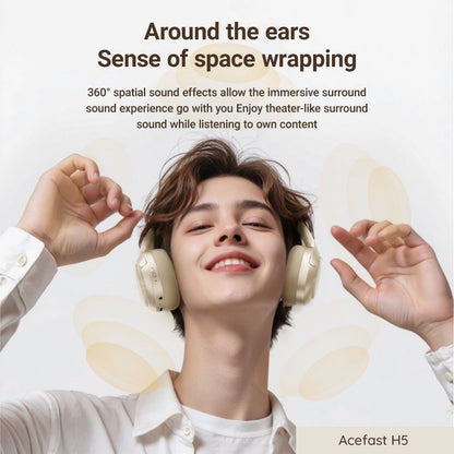 Handsfree Bluetooth Acefast H5, A2DP, ANC, Branco