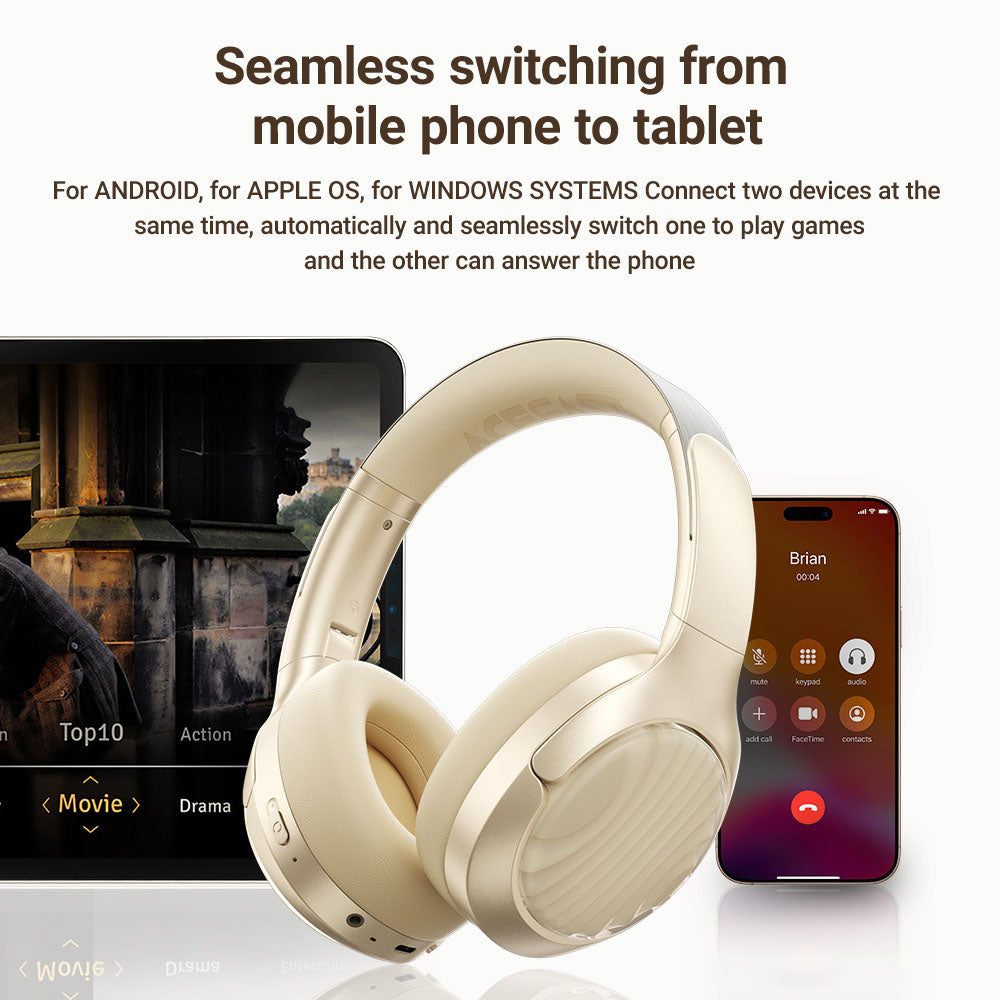 Handsfree Bluetooth Acefast H5, A2DP, ANC, Branco