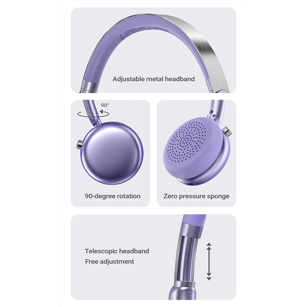 Handsfree Bluetooth Acefast H8, A2DP, ANC, Prateado