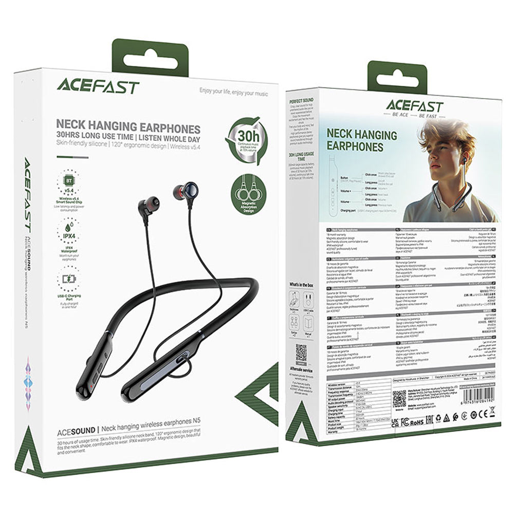 Handsfree Bluetooth Acefast N5, A2DP, Preto