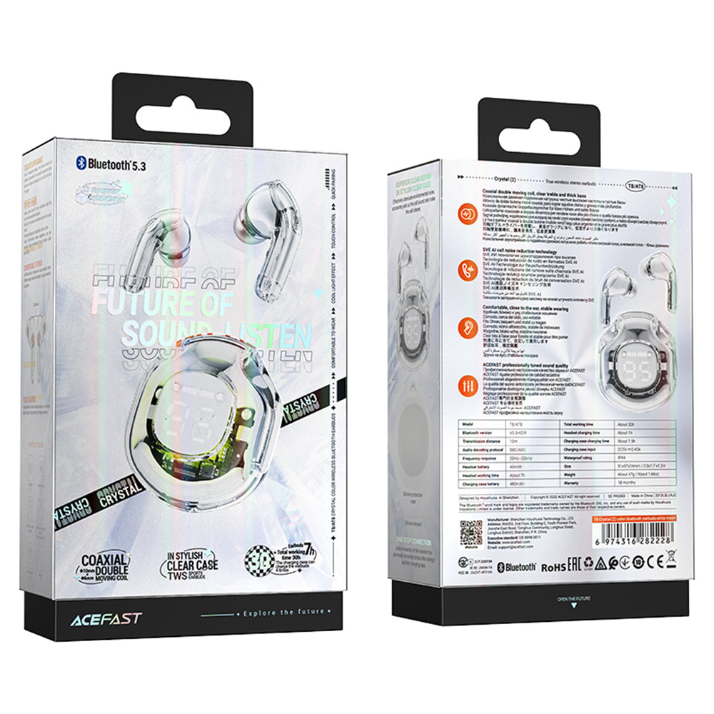 Handsfree Bluetooth Acefast T8, TWS, Branco