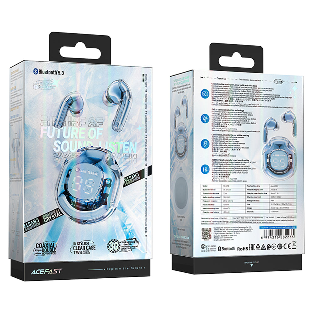 Handsfree Bluetooth Acefast T8, TWS, Azul