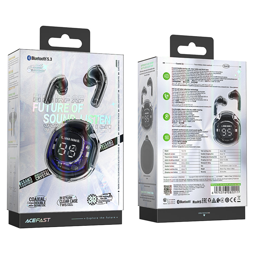 Handsfree Bluetooth Acefast T8, TWS, Preto