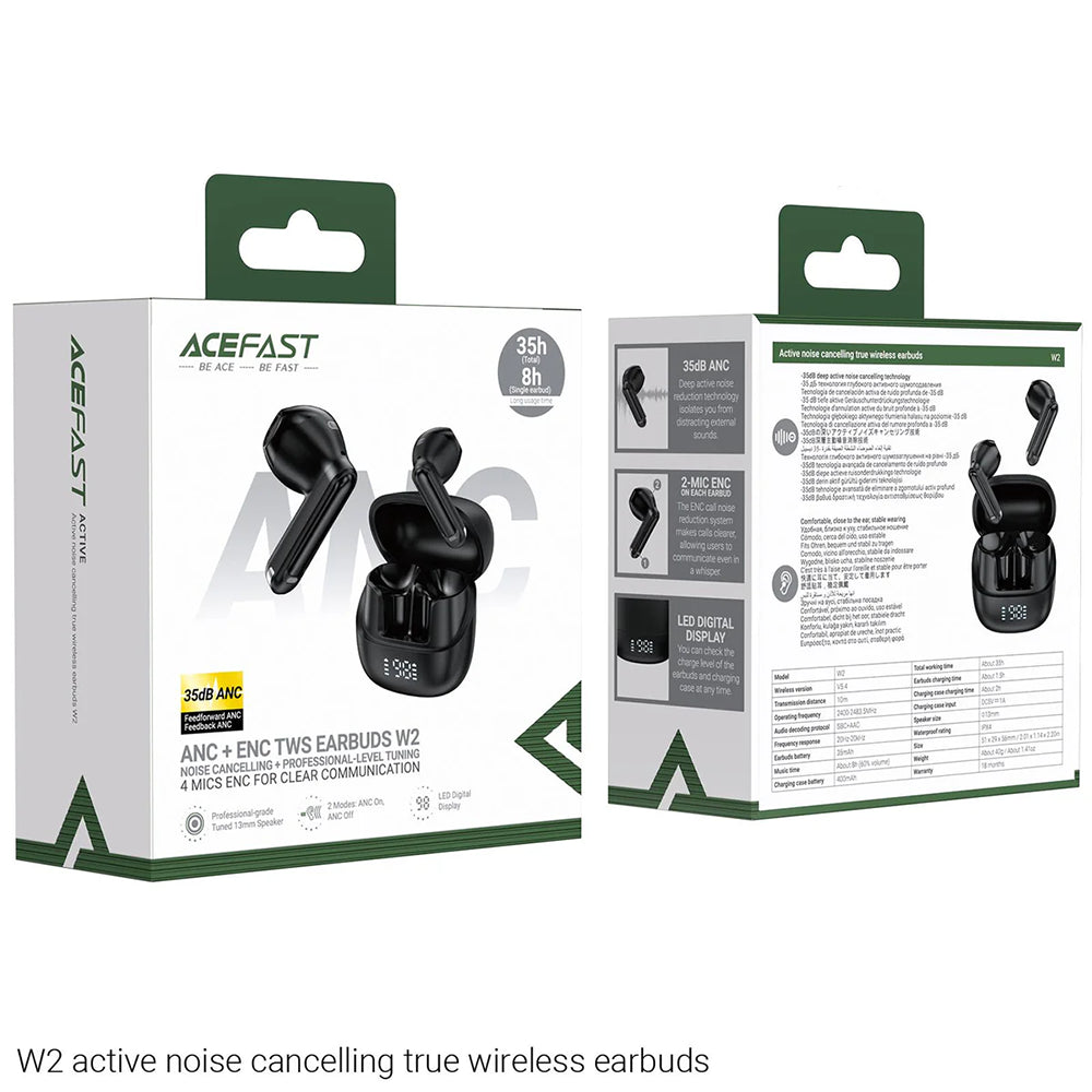 Handsfree Bluetooth Acefast W2, TWS, Preto