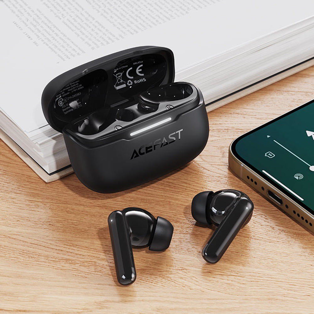 Handsfree Bluetooth Acefast W5, TWS, ANC, Preto
