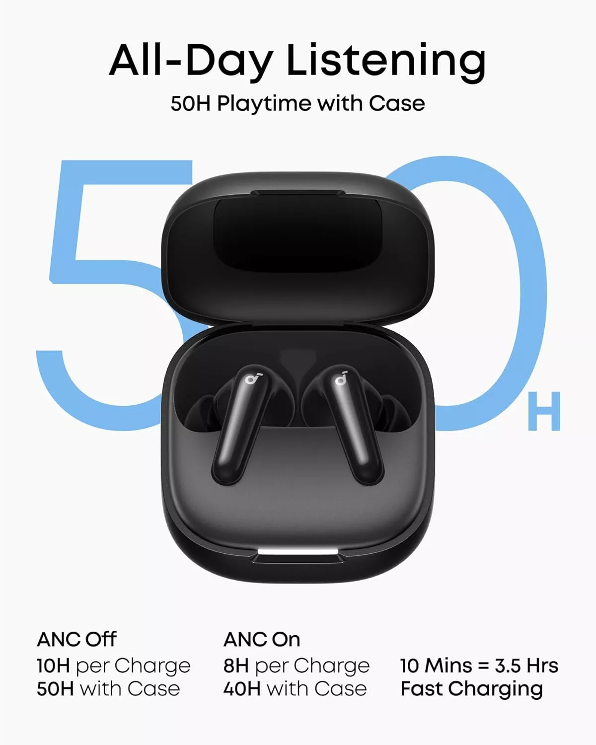 Handsfree Bluetooth Anker SoundCore R60i, TWS, ANC, Preto D1202G11