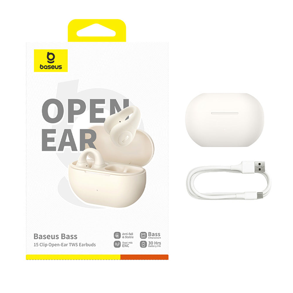 Handsfree Bluetooth Baseus Bass 15 Clip, TWS, Branco A00079500223-00