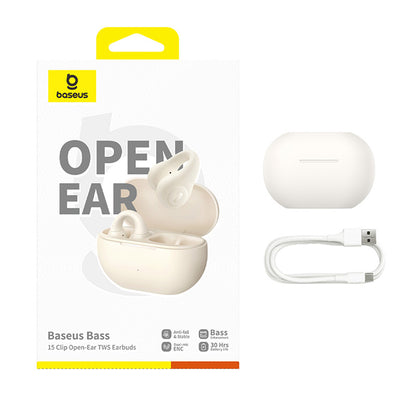 Handsfree Bluetooth Baseus Bass 15 Clip, TWS, Branco A00079500223-00
