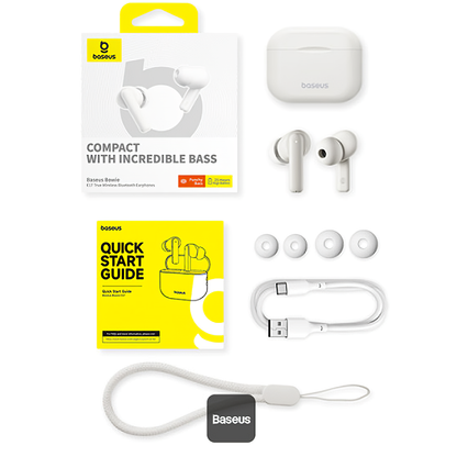 Baseus Bluetooth mãos-livres Bowie E17, TWS, branco A0007222200223-Z1 