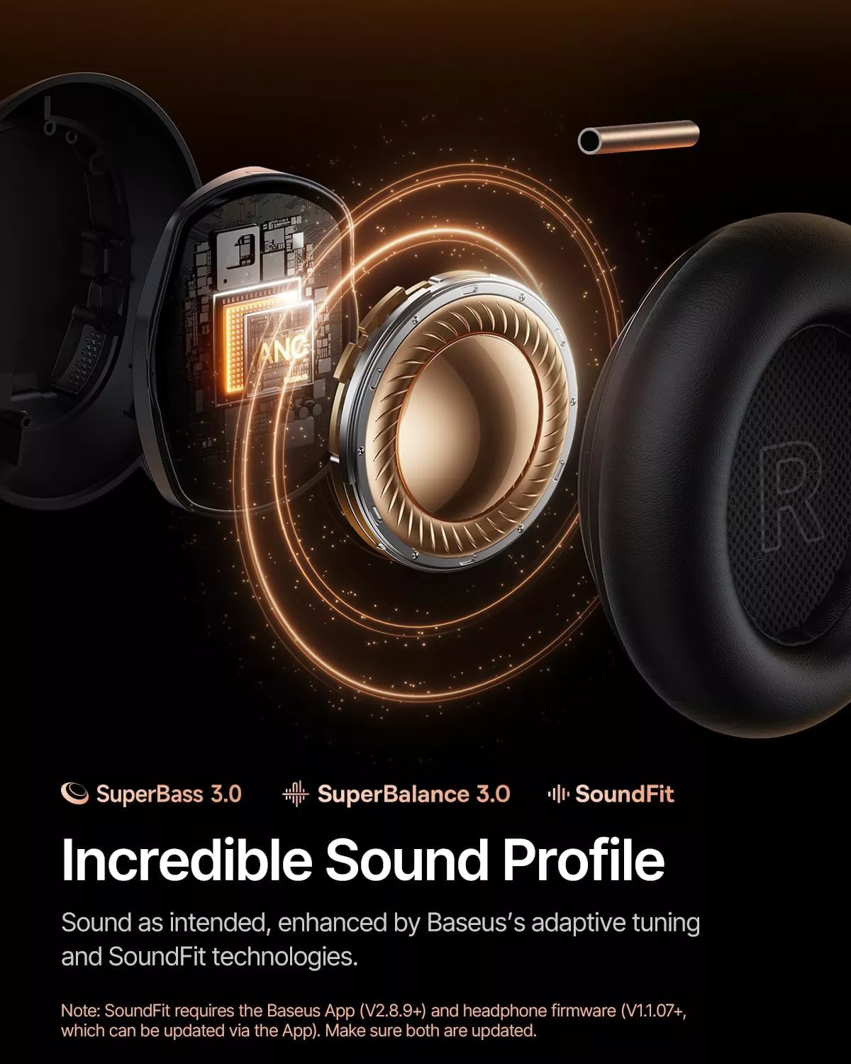 Handsfree Bluetooth Baseus Inspire XH1 Sound by Bose, A2DP, ANC, Preto A00085701123-00
