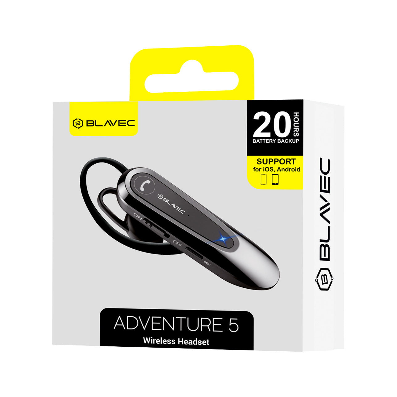 Handsfree Bluetooth Blavec Adventure 5, MultiPoint, A2DP, Preto BHAD5-B