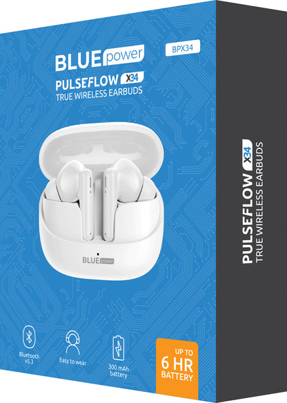 Mãos-livres Bluetooth Bluetooth Blue Power BPX34, TWS, branco 