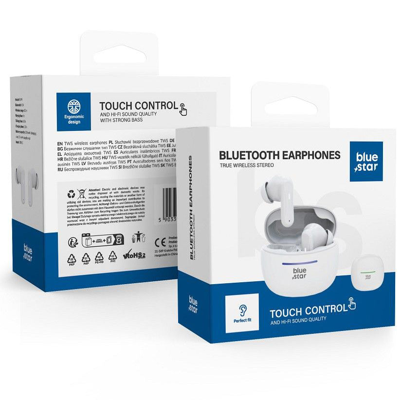 Handsfree Bluetooth Blue Star BK44, TWS, Branco