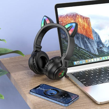 Handsfree Bluetooth Borofone BO18 Cat Ear, A2DP, Preto