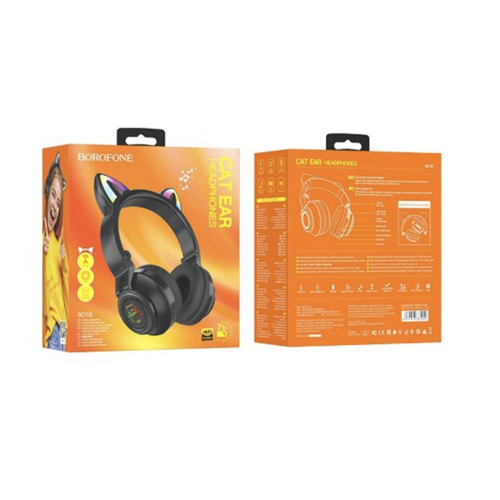 Handsfree Bluetooth Borofone BO18 Cat Ear, A2DP, Preto