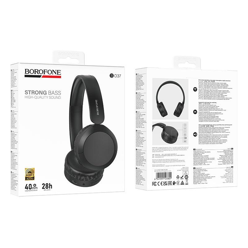 Auricular Bluetooth Borofone BO37 Marvellous, A2DP, Preto