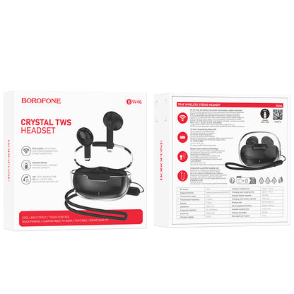 Handsfree Bluetooth Borofone BW46 Ice Flake, TWS, Preto