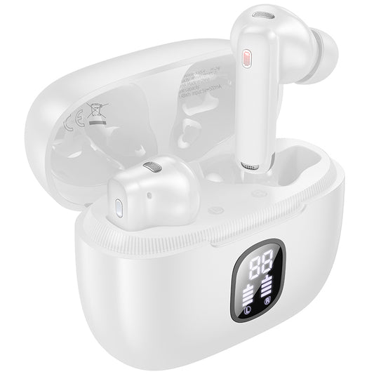 Handsfree Bluetooth Borofone FQ7 Treasure, TWS, ANC, MultiPoint, Branco